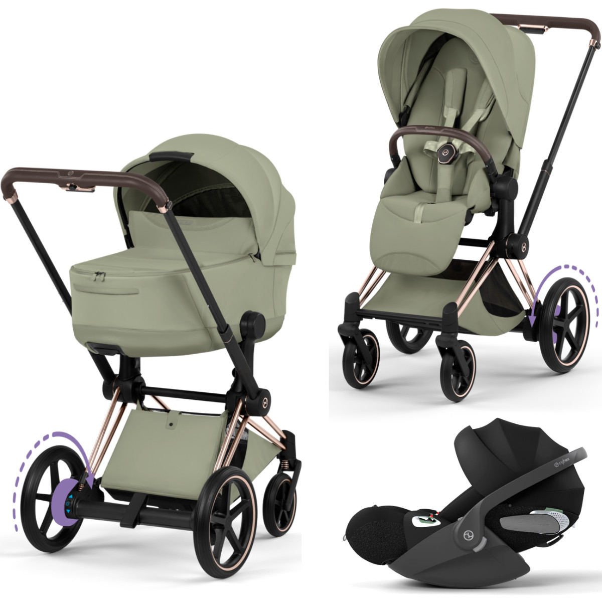 Cybex E-Priam 5 Style Kinderwagen Set 3 in 1 incl. Cloud T i-Size Autostoel
