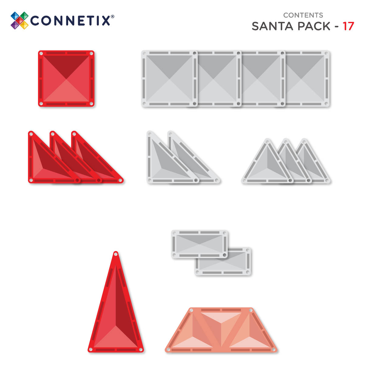 Connetix Magnetische Bouwtegels Kerstmanset – 17-delig