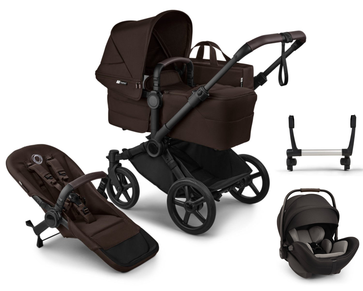Bugaboo Donkey6 Kinderwagen Set in Bruin - schuine aanzicht