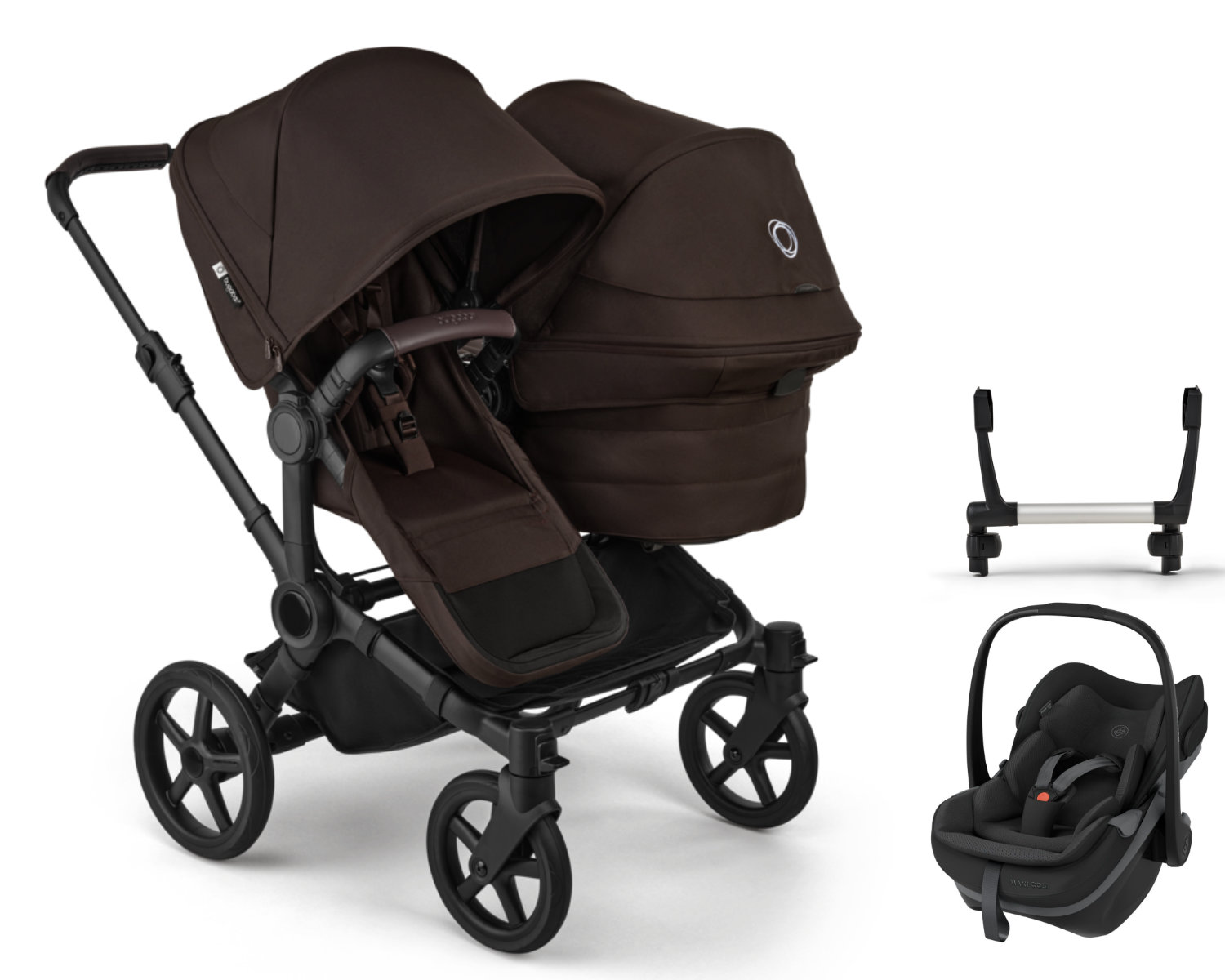 Bugaboo Duo Kinderwagen in Bruin - Schuine Weergave