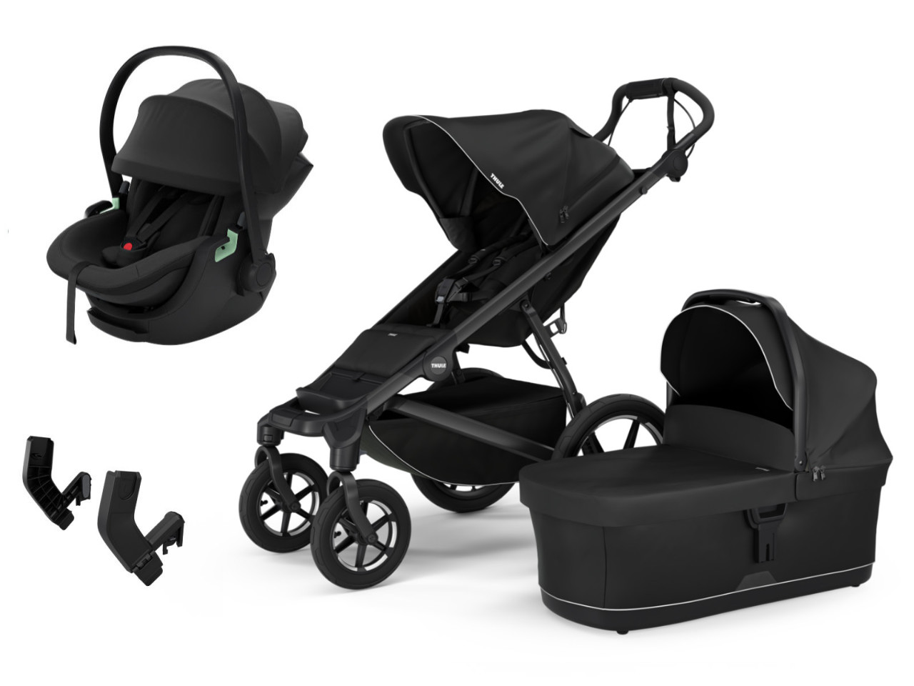 Thule Urban Glide 4 Kinderwagen Compleet Set in Zwart - Schuine Weergave