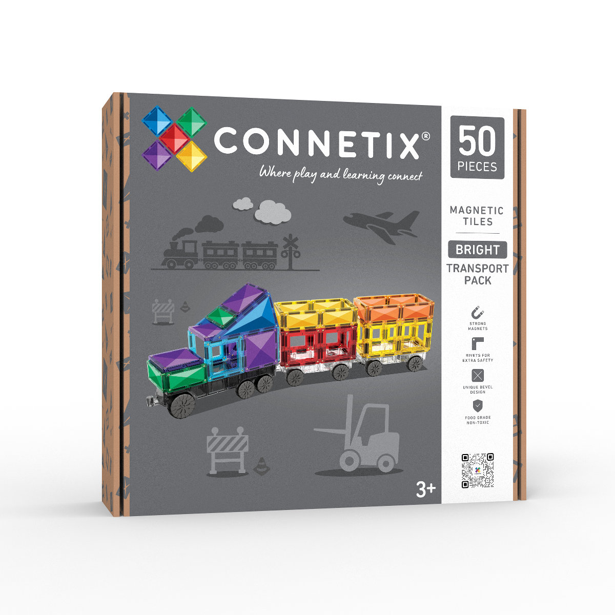 Connetix Magnetische Bouwstenen Bright Transport Pack – 50 Stuks