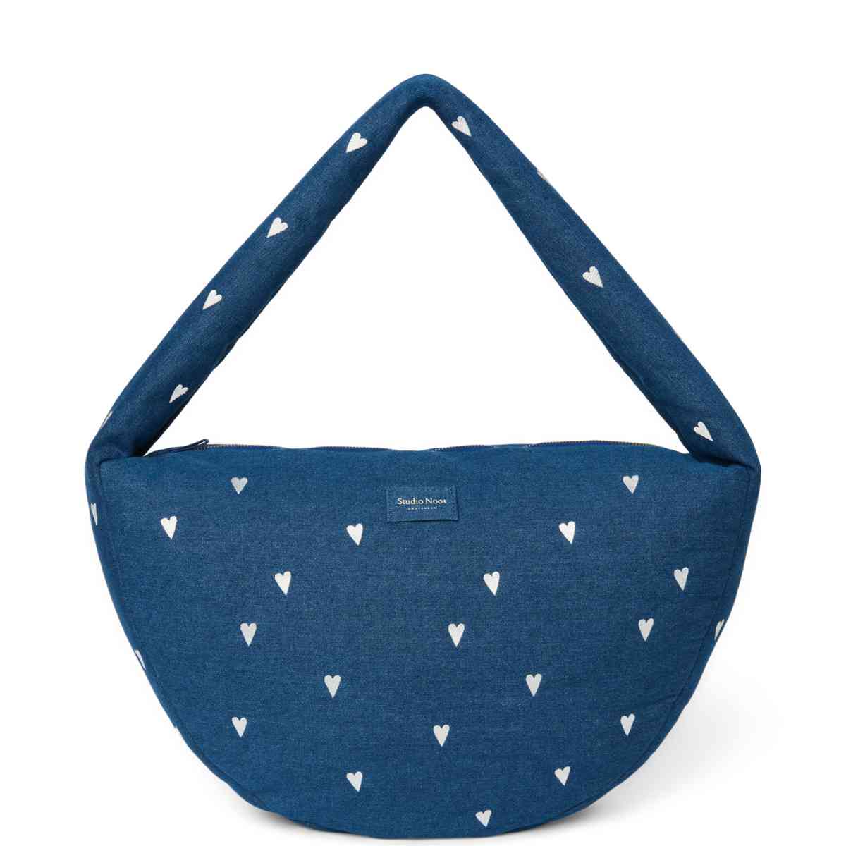 Studio Noos Tas in Blauw met Harten - Vooraanzicht – 6153324470432