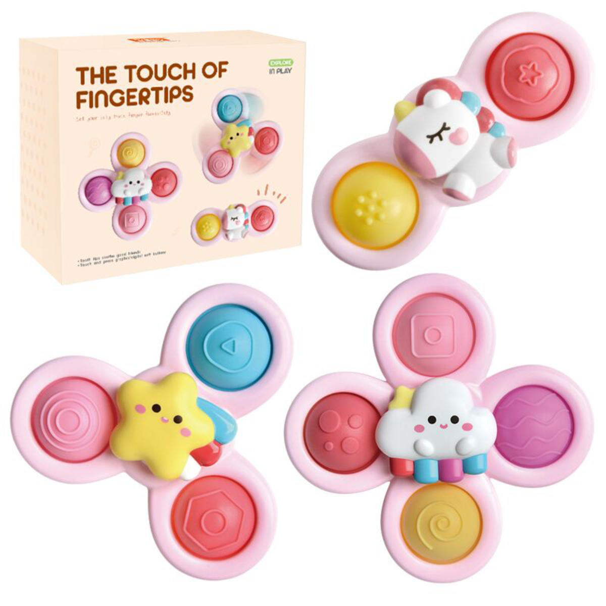 Fresh Kid Sensorische Spinners met Zuignappen – Set van 3