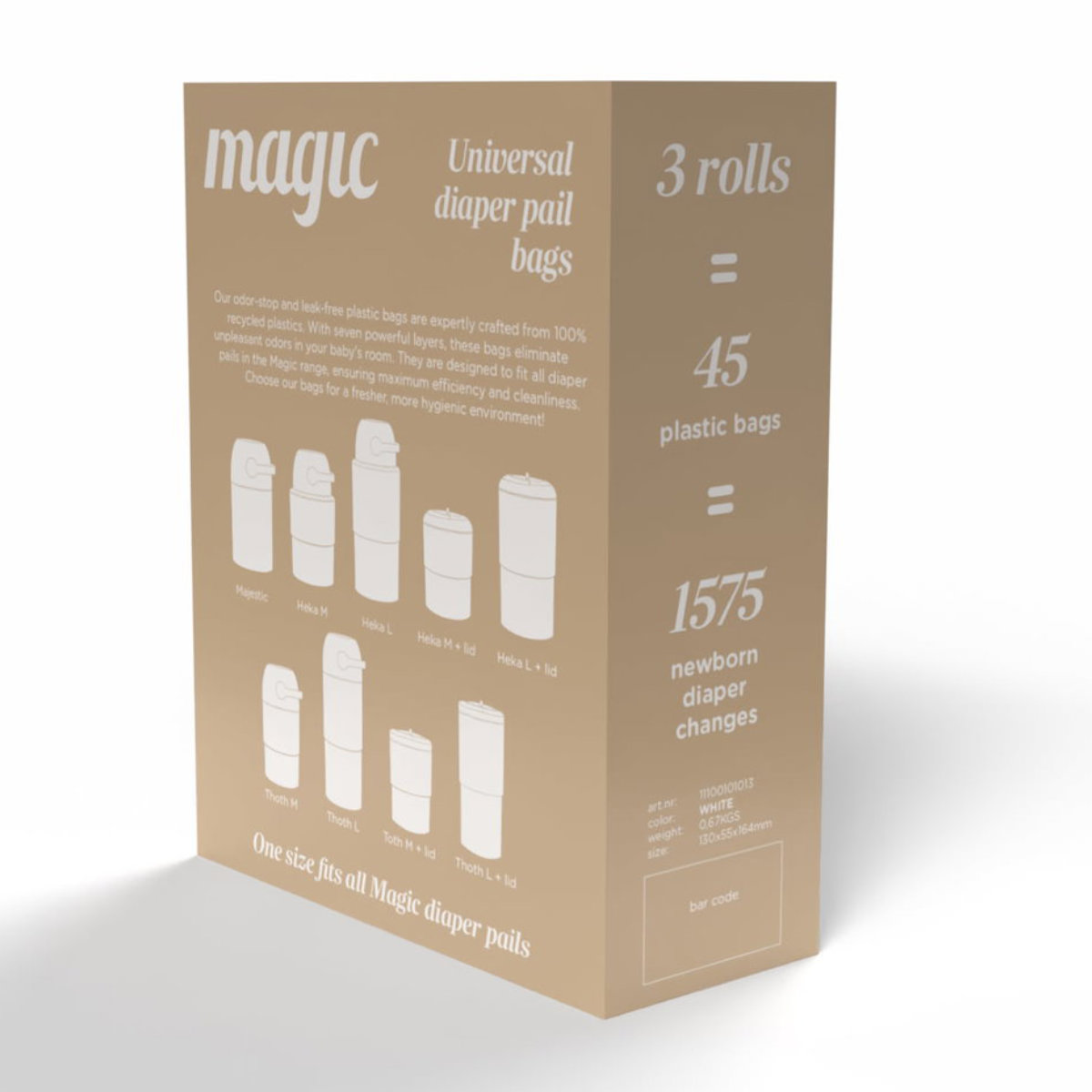 Magic Tassen 3-pack in Beige - schuine aanzicht, artikelnummer 11100101013