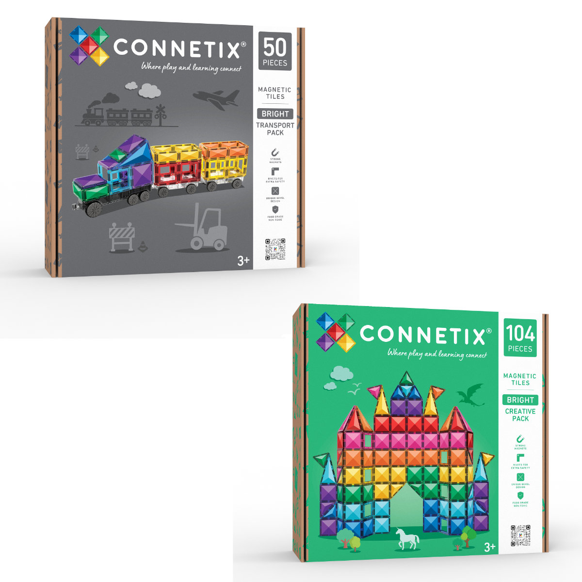 Connetix Magnetische Bouwblokken Bright Creative Transport Bundel – 154 Delig