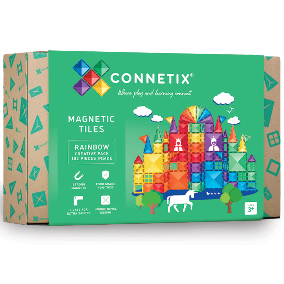 Connetix Magnetic Tiles Rainbow Creative Pack 102 stuks - Vooraanzicht Verpakking