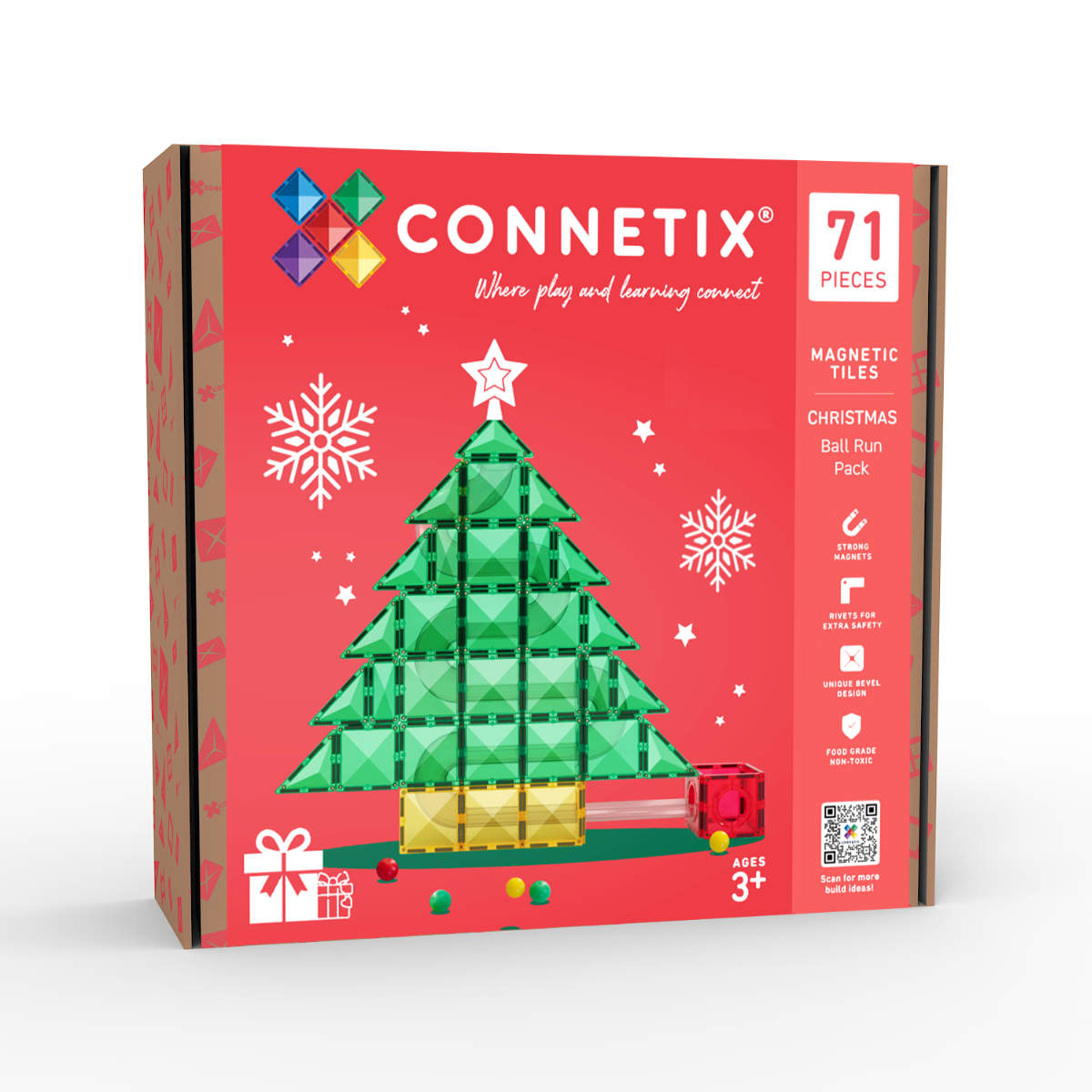 Connetix Magnetische Tegels – Christmas Tree Ball Run Set – 71 Delig