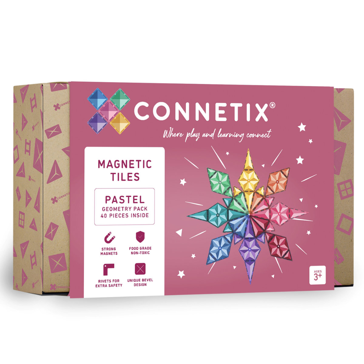 Connetix Magnetische Stenenset - Pastel Geometrie - 40 stuks