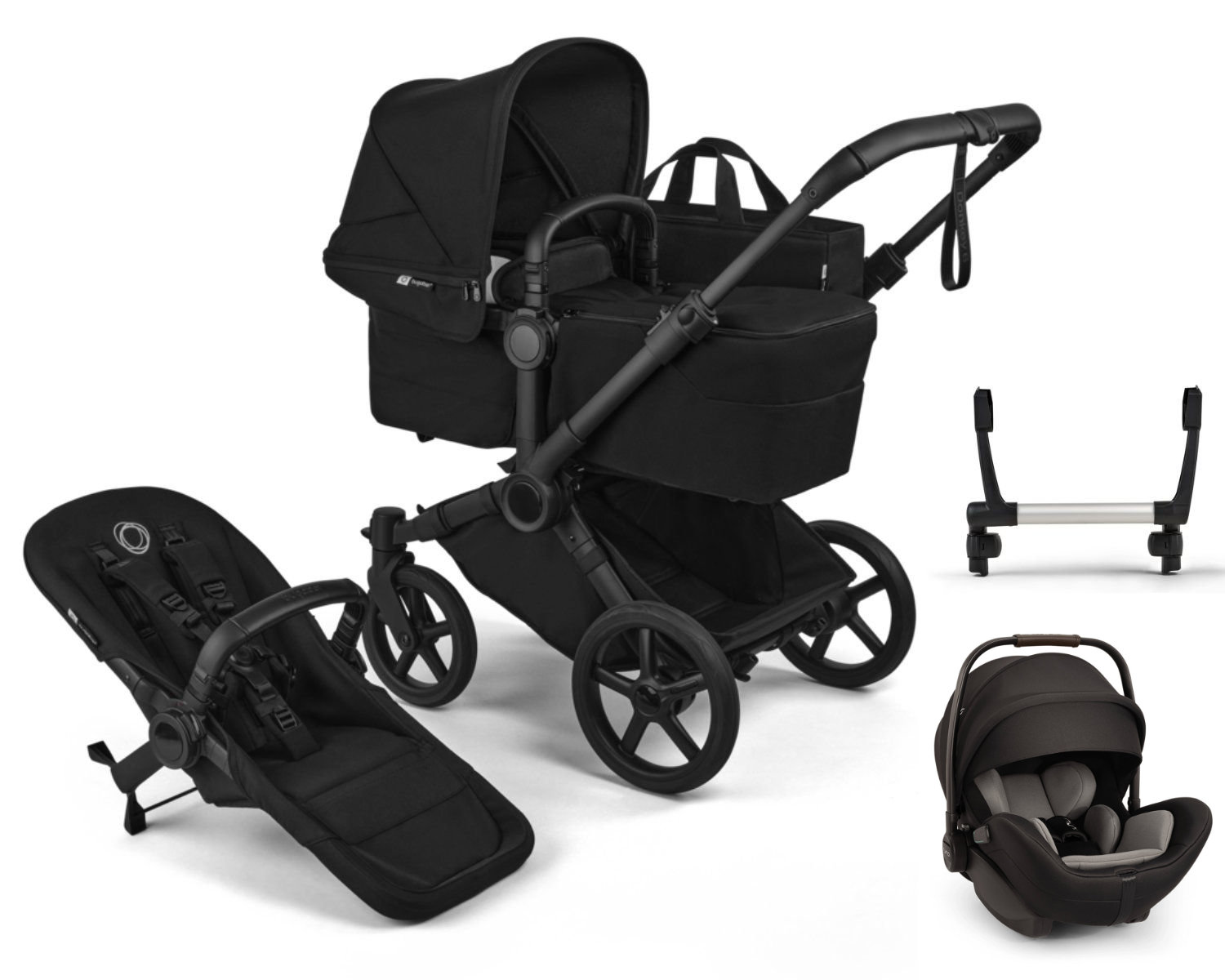 Bugaboo Donkey6 Kinderwagen in Zwart - Schuine Weergave