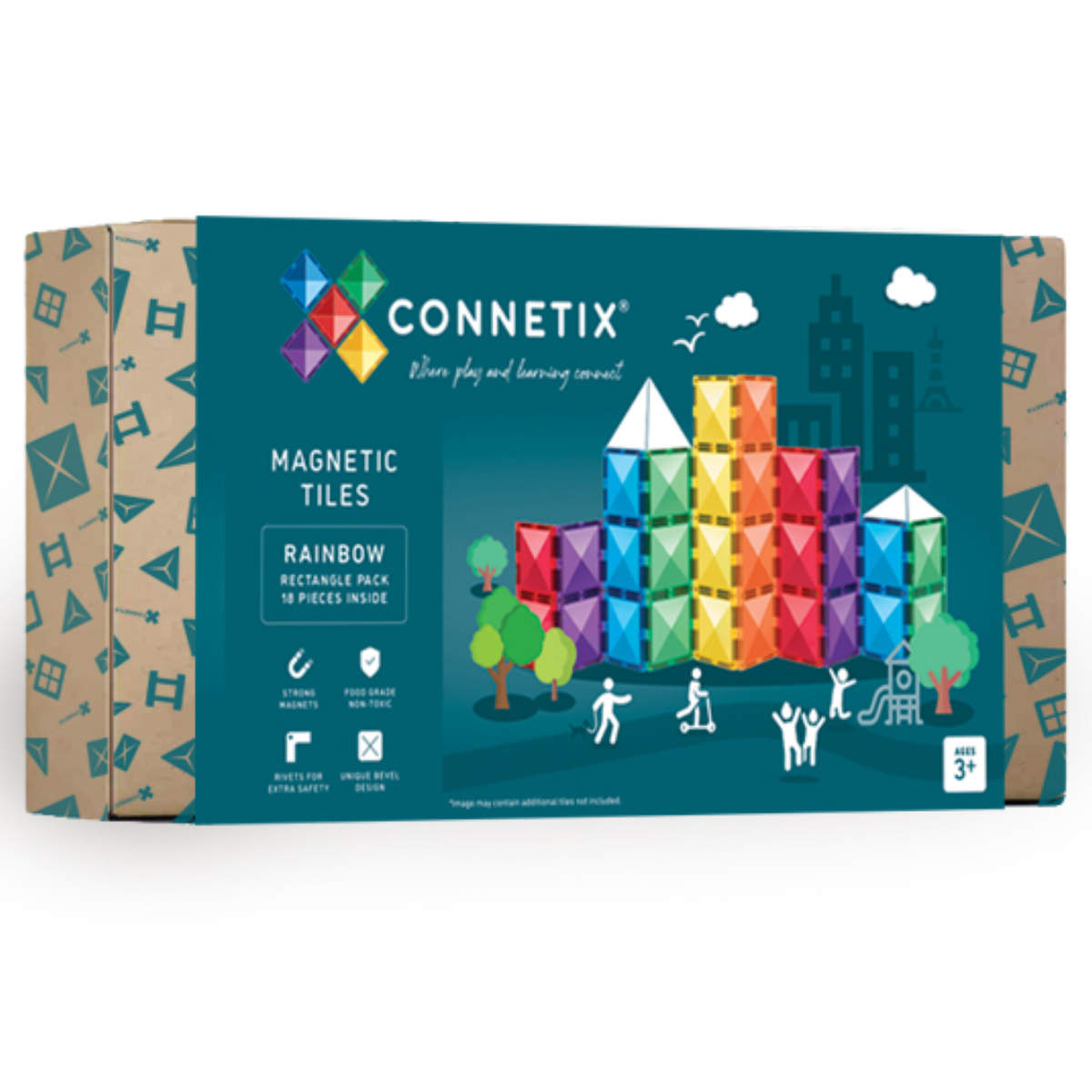 Connetix Magnetische Bouwstenen Rainbow Rectangle - 18 Stuks