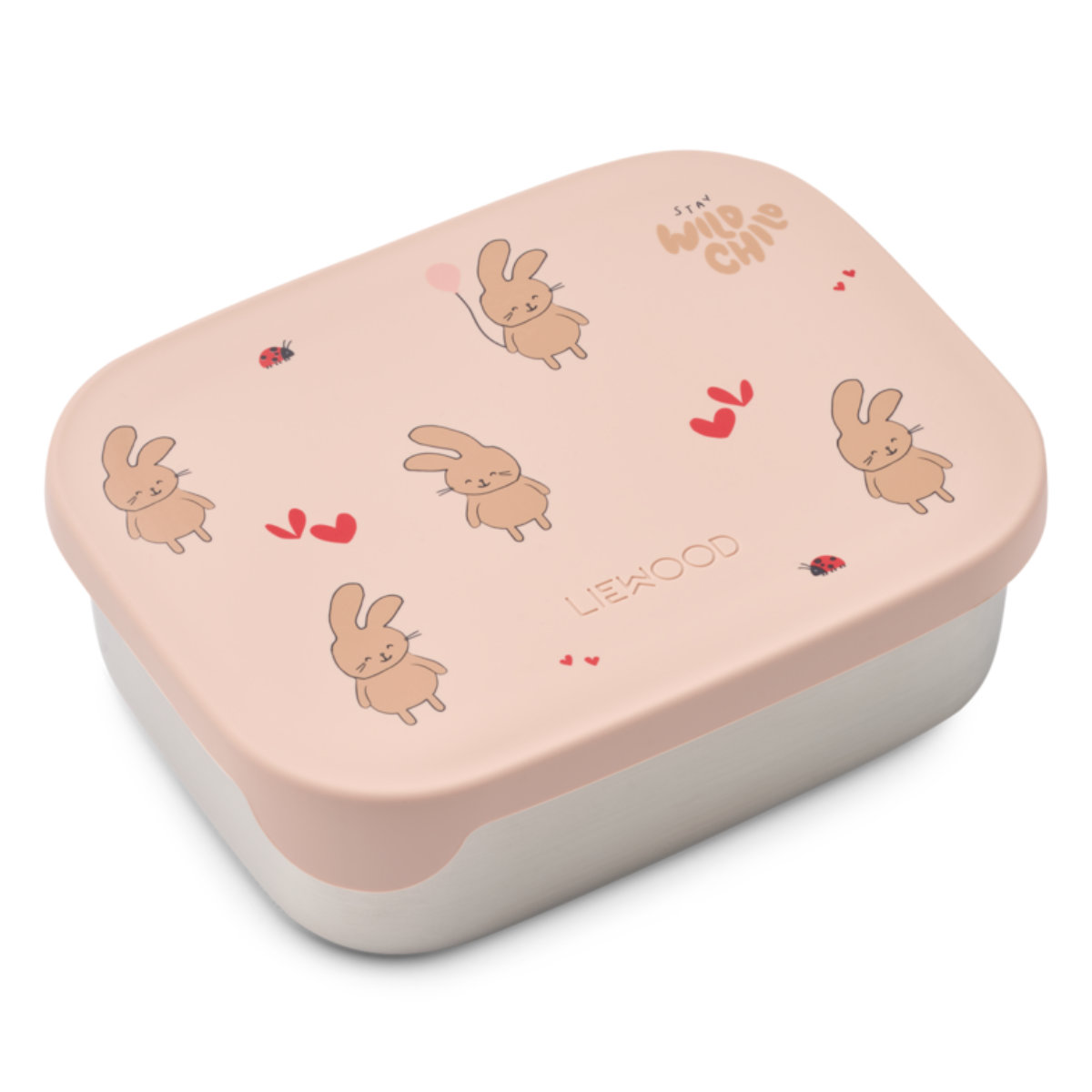 Liewood Roestvrijstalen Lunchbox in Roze - Schuine Weergave