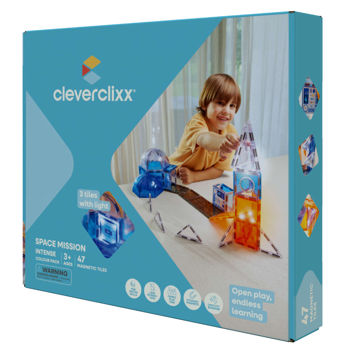 Cleverclixx Ruimtemissie Magnetische Bouwblokken met Licht, 47 Delig