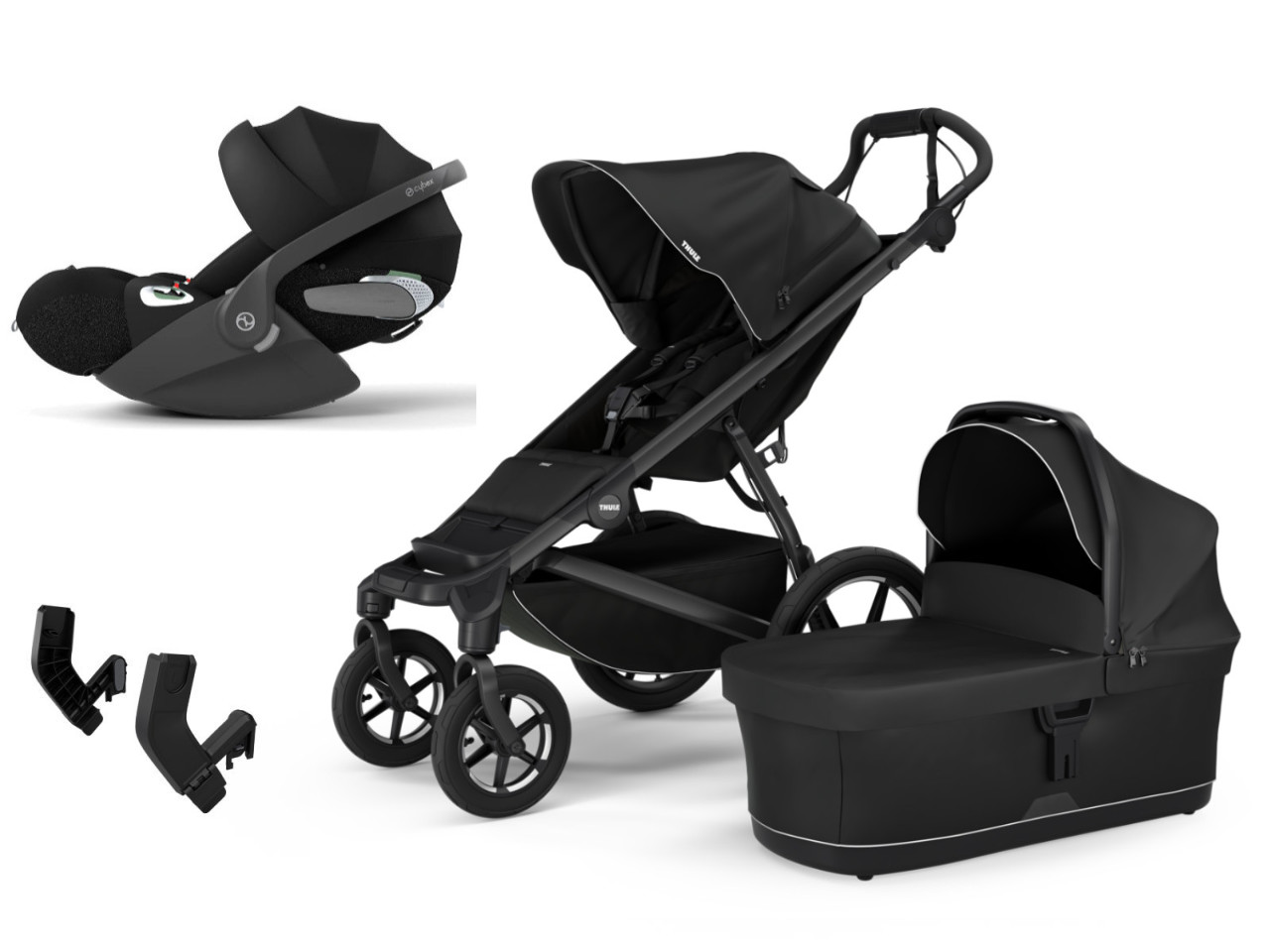 Thule Urban Glide 4 Kinderwagen Set in Zwart - Schuine Weergave