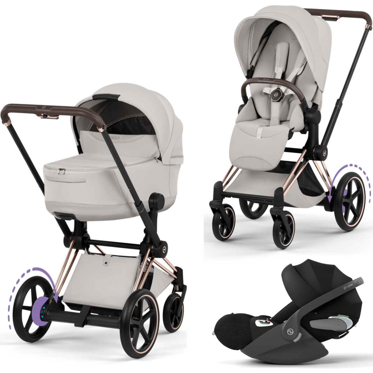Cybex E-Priam 5 Style Kinderwagen Set 3 in 1 incl. Cloud T i-Size Autostoel