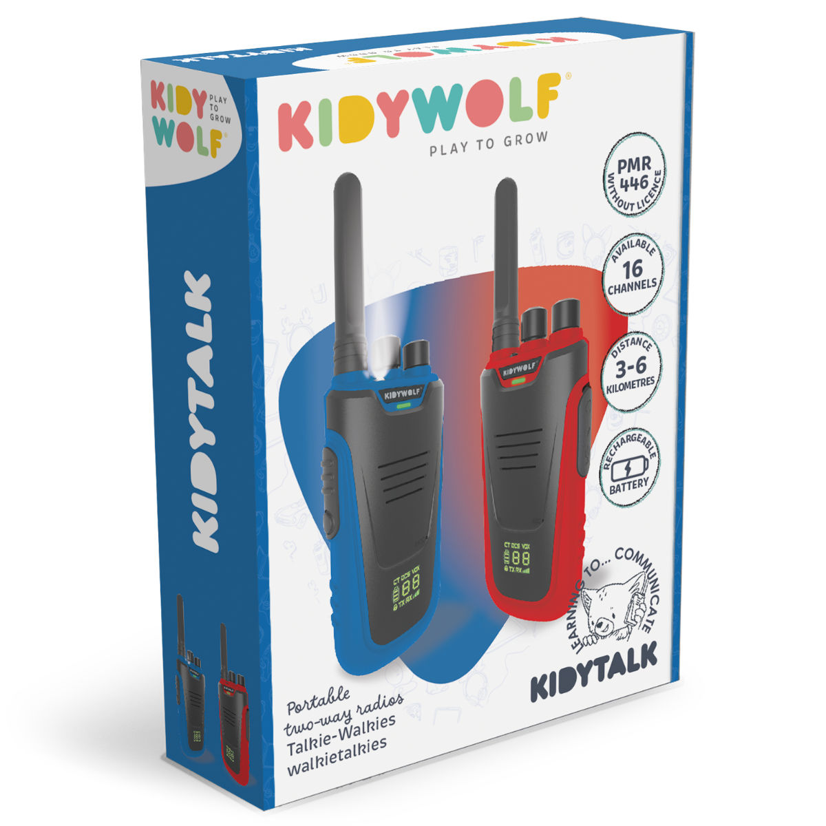 Kidywolf Kidytalk Walkie-Talkies met LED-zaklamp