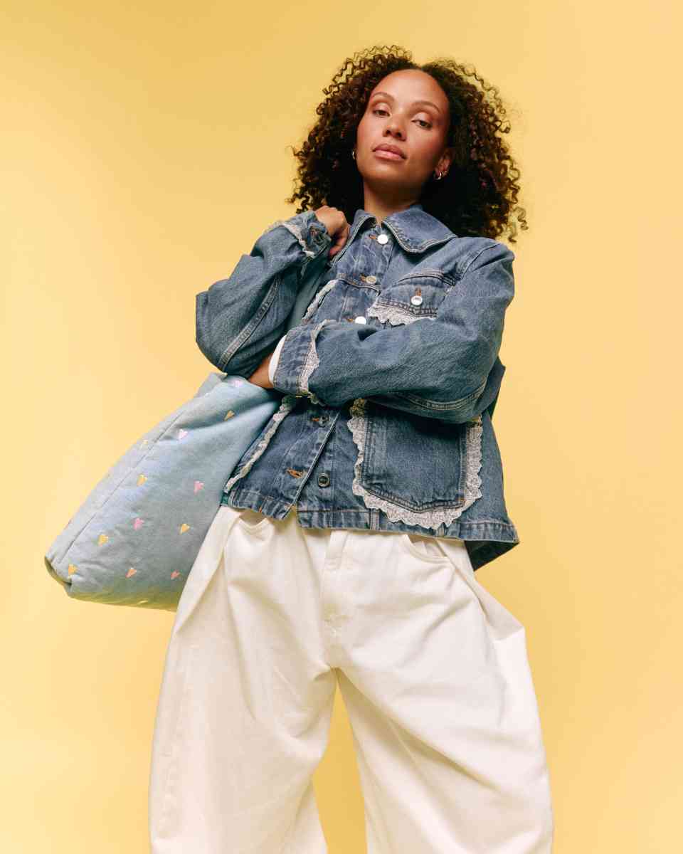 Denim Jas in Blauw - Vooraanzicht