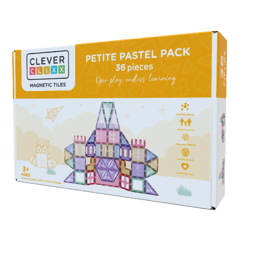 Cleverclixx Compact Set in Pastelkleuren – 36 Stuks Magnetische Bouwstenen