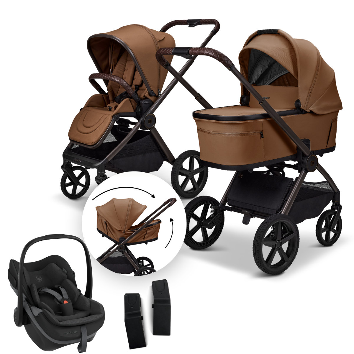 Cybex Priam Kinderwagen in Bruin - Schuine Aanblik