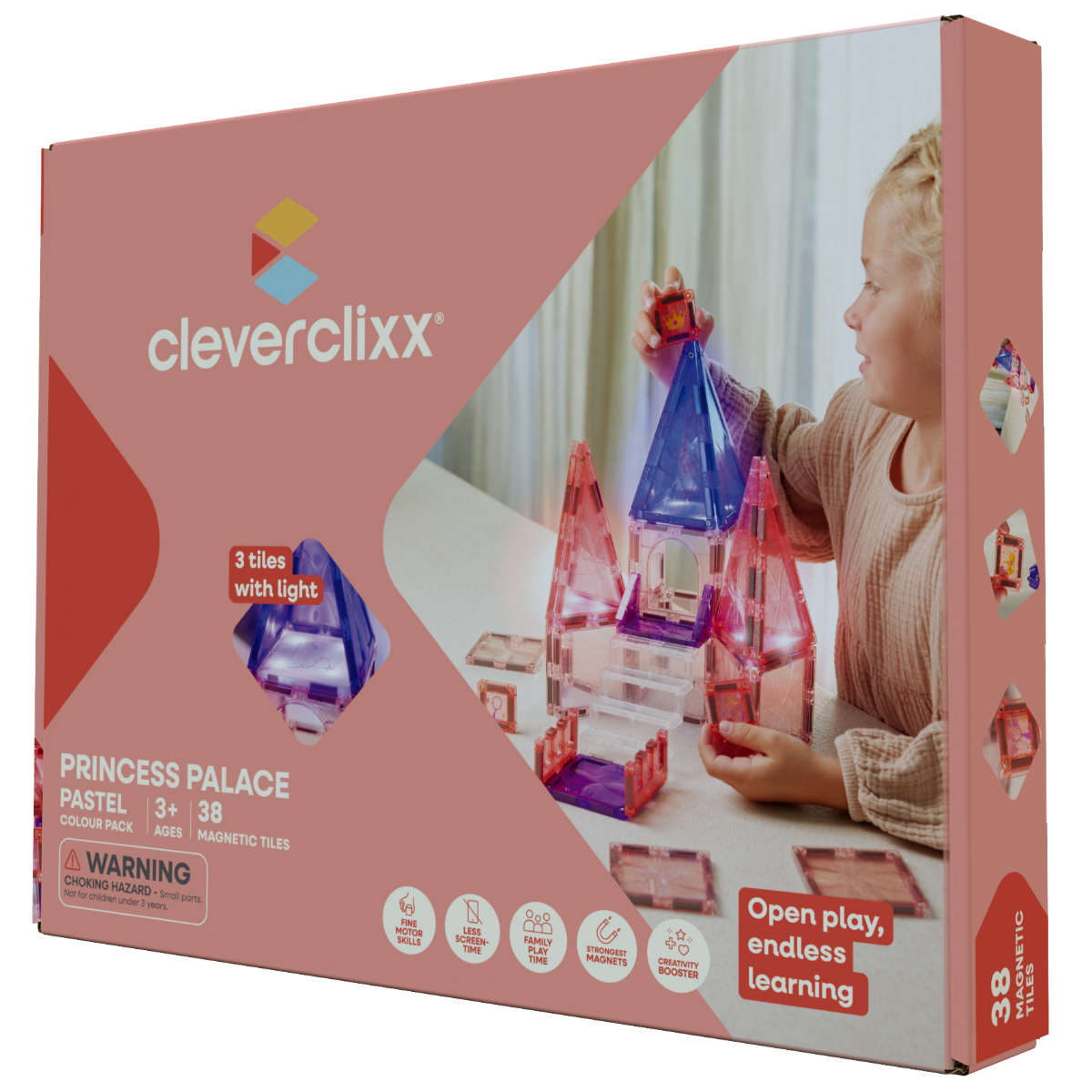 Cleverclixx Princess Palace Pack Magnetische Bouwblokken met Licht, 38 Delig