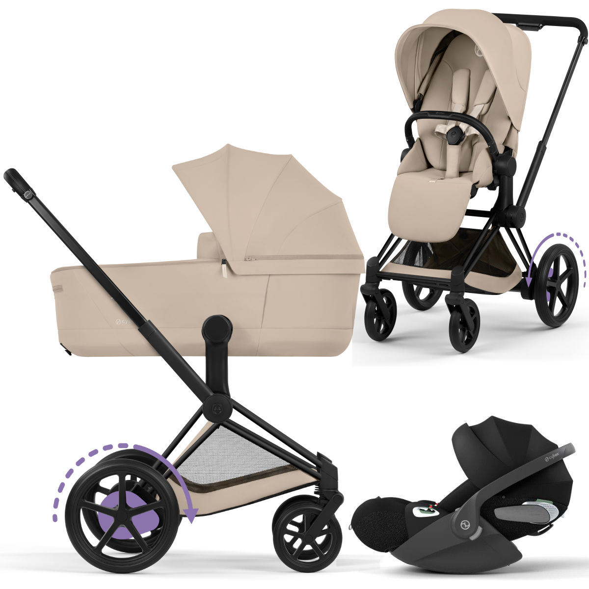 Cybex e-Priam 5 Comfort Kinderwagen Set 3 in 1 incl. Cloud T i-Size