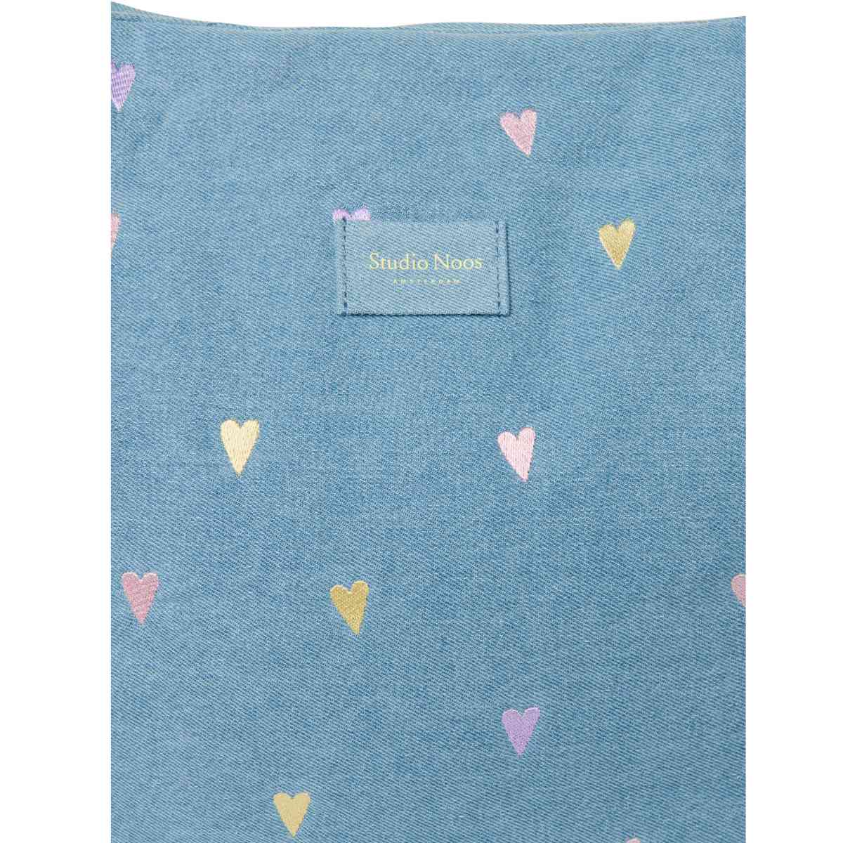 Studio Noos Tas met Hartpatroon in Blauw - Detailweergave