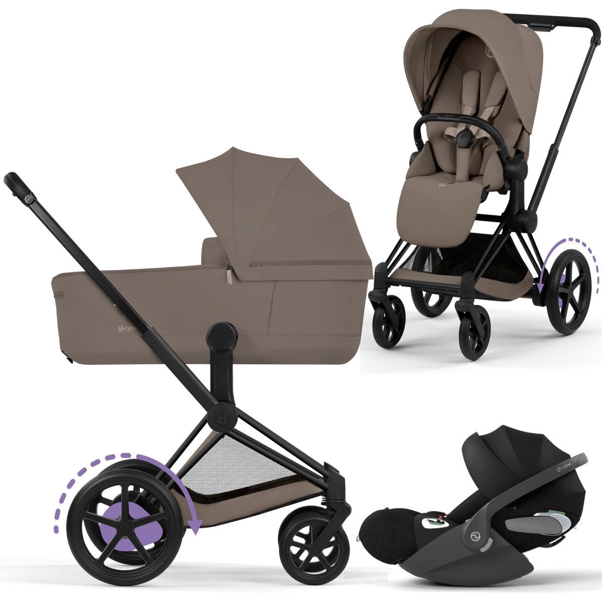 Cybex e-Priam 5 Comfort Kinderwagen Set 3 in 1 incl. Cloud T i-Size