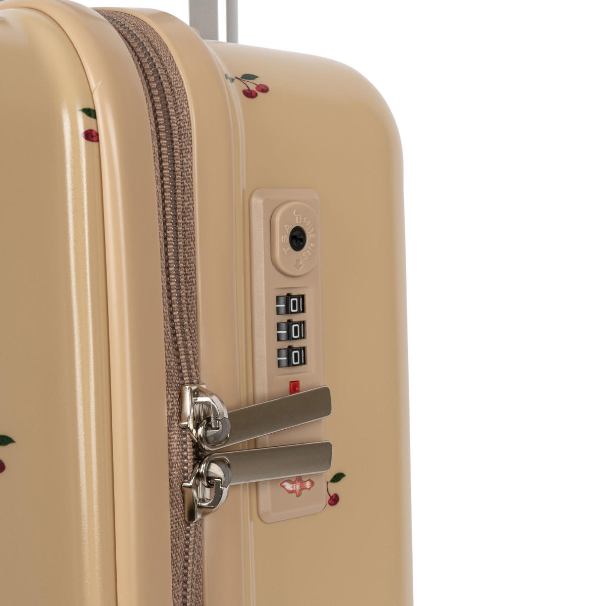Beige koffer met cijferslot - Detailweergave
