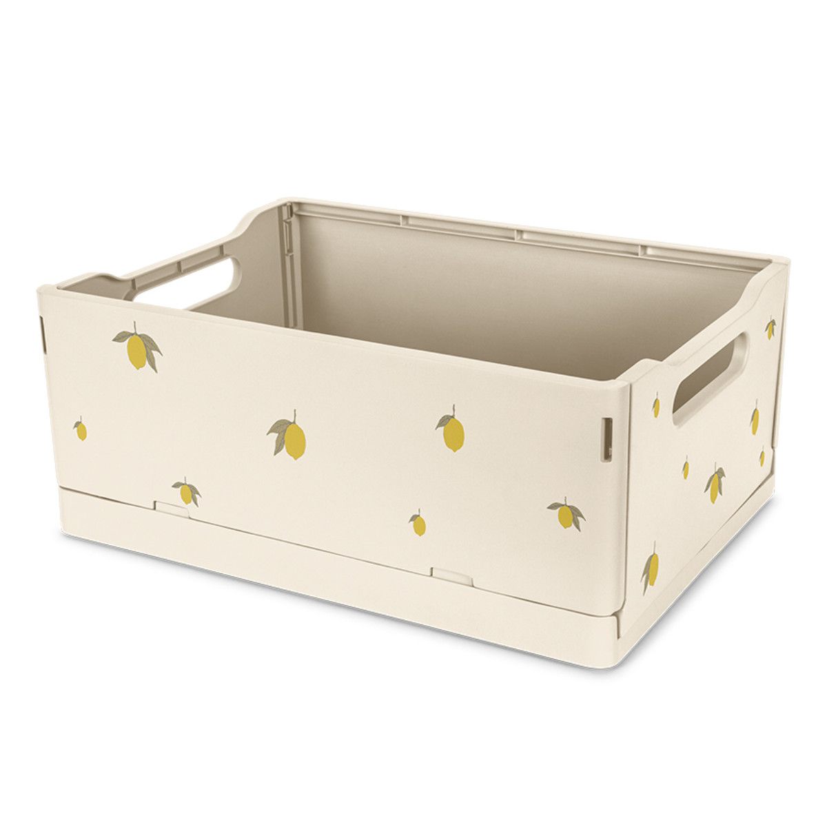 Opvouwbare doos Citroen in Beige met print - schuine aanzicht