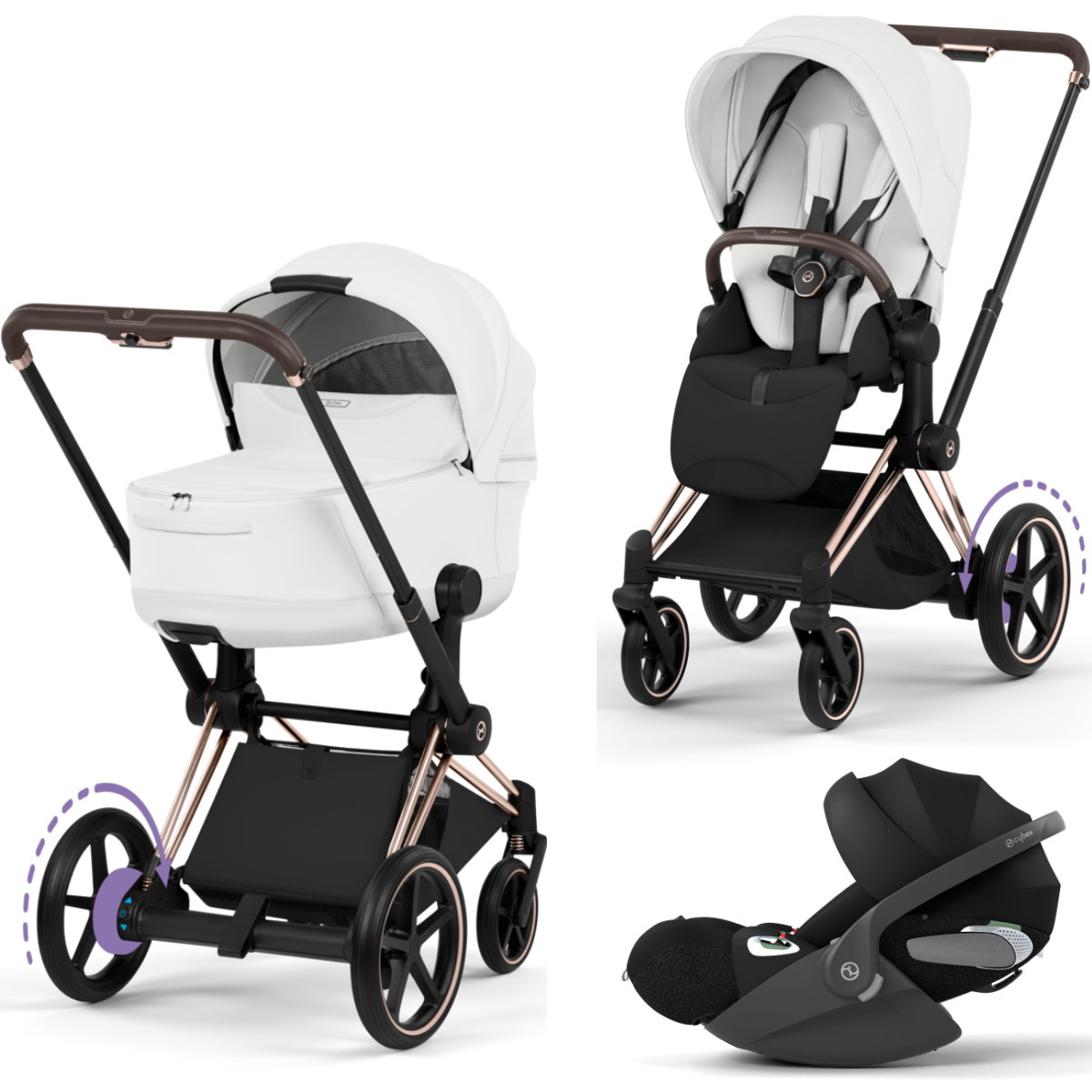 Cybex E-Priam 5 Style Kinderwagen Set 3 in 1 incl. Cloud T i-Size Autostoel