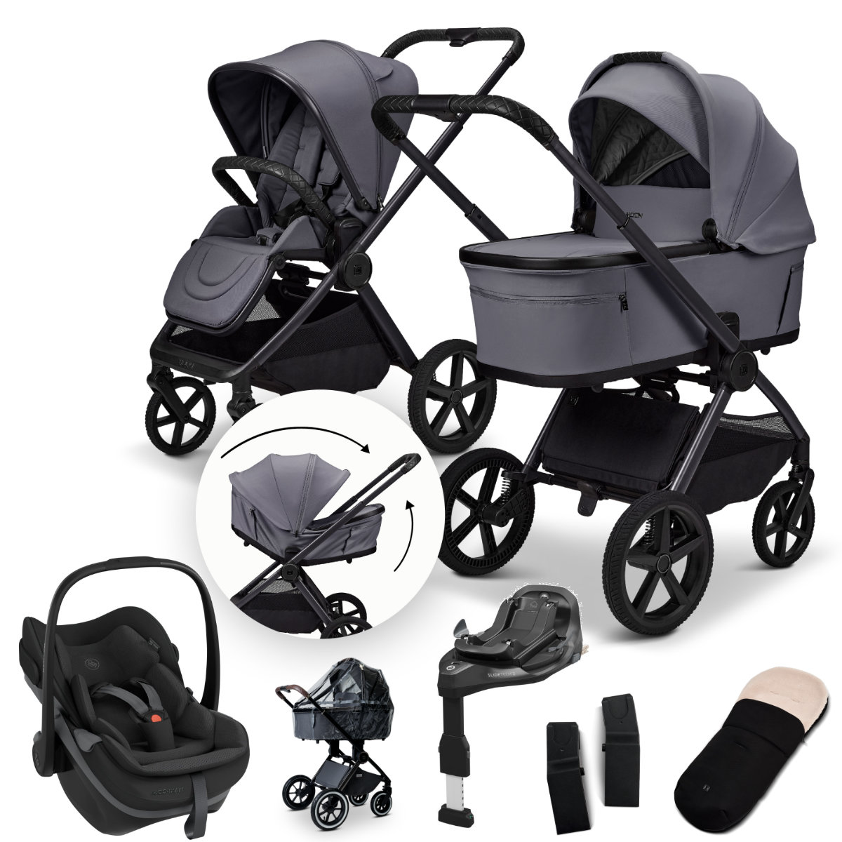 Moon Gio Fold All-in-One Kinderwagenset incl. Autostoel & ISOFIX Base