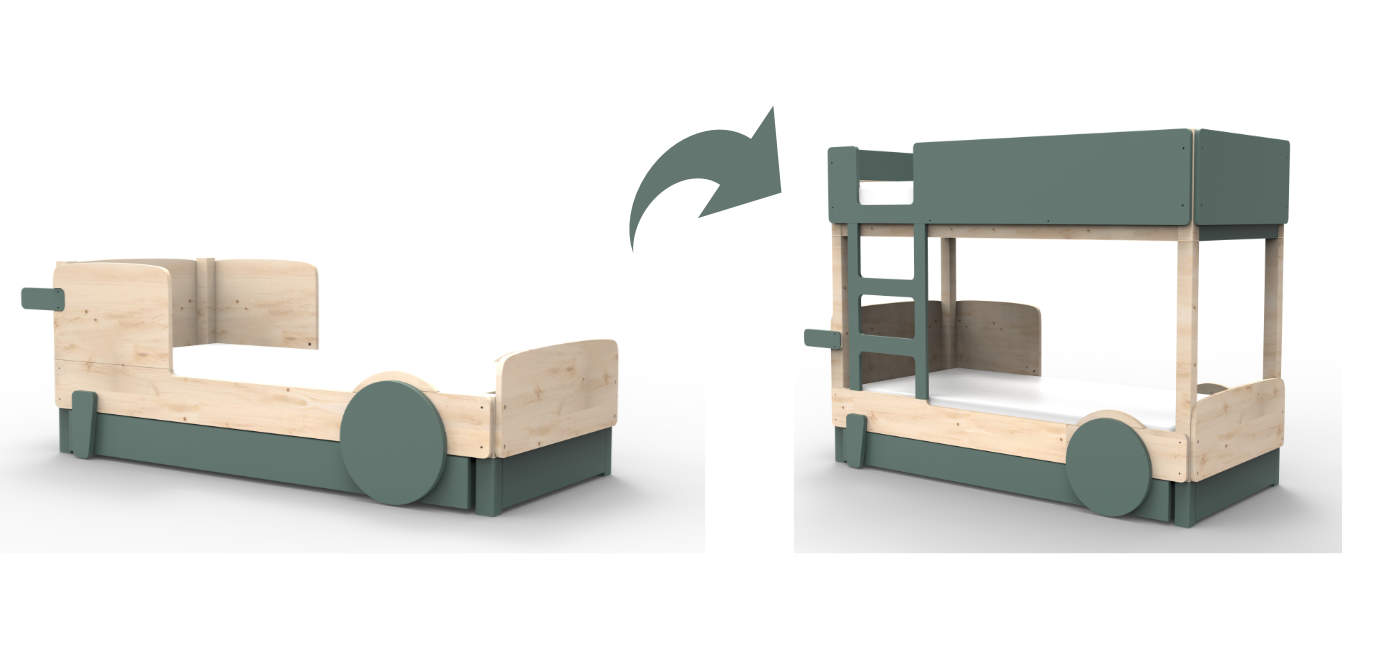 Mathy by Bols Discovery ombouwset van eenpersoonsbed naar stapelbed