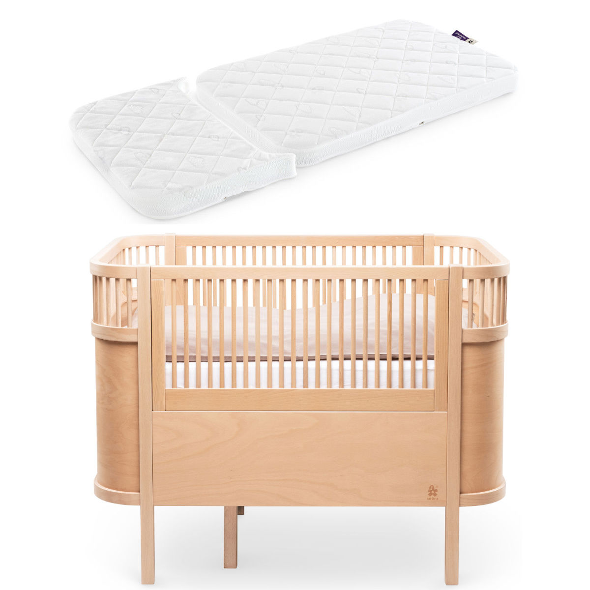 Sebra Baby- & Juniorbed + Träumeland Matras