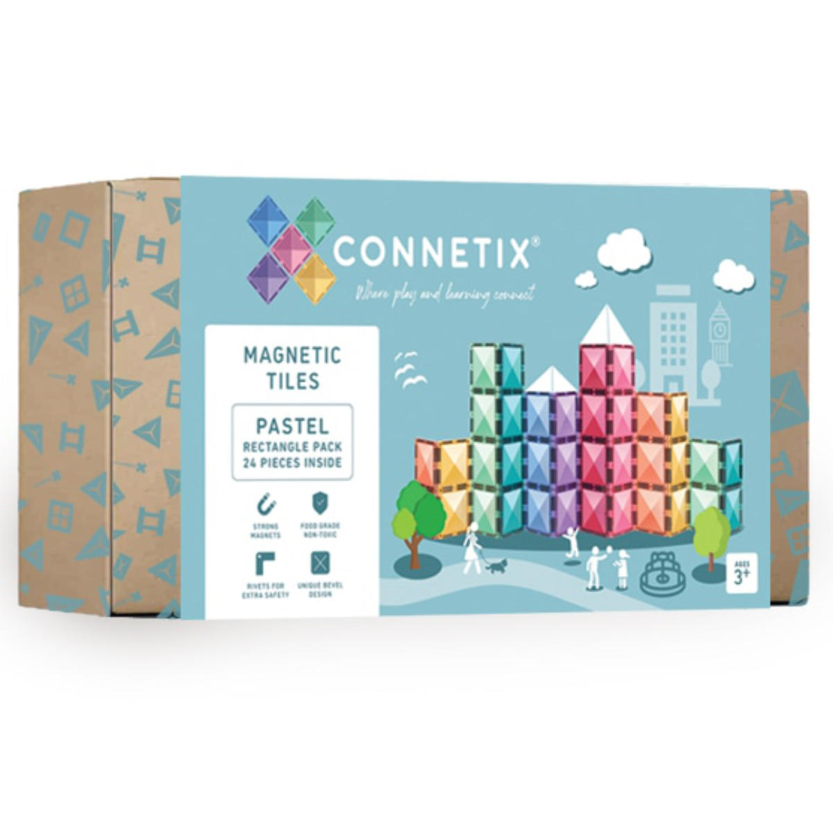 Connetix Magnetische Bouwstenen Pastel Rechthoekig - 24 Stuks