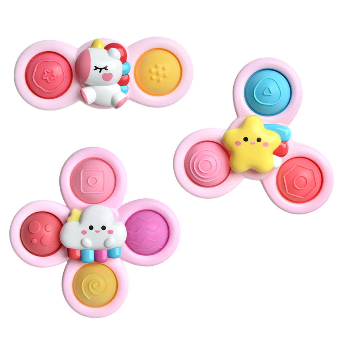Fresh Kid Sensorische Spinners met Zuignappen – Set van 3