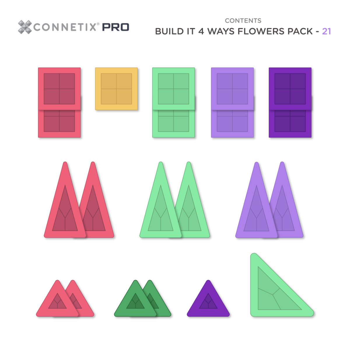 Connetix PRO Magnetische Tegels – Flowers Pack – 21-delig