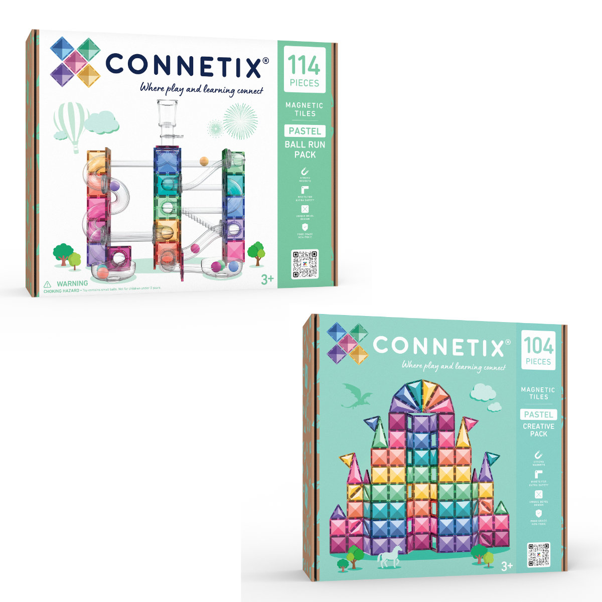 Connetix Magnetische Bouwblokken Pastel Creative Ball Run Bundel – 218 Delig