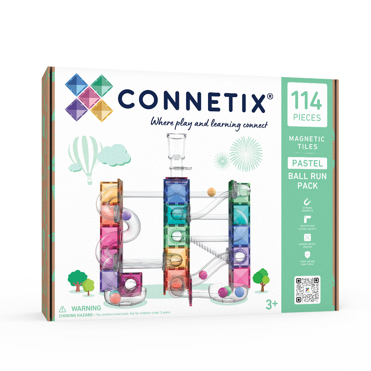 Connetix Magnetische Knikkerbaan Pastel Ball Run Pack – 114 Stuks