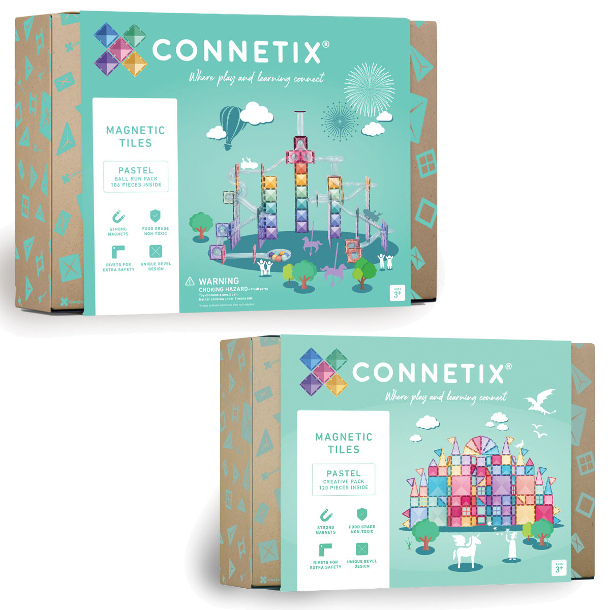 Connetix Magnetische Bouwstenen Pastel Set – Knikkerbaan & Creative Pack – 226 Stuks