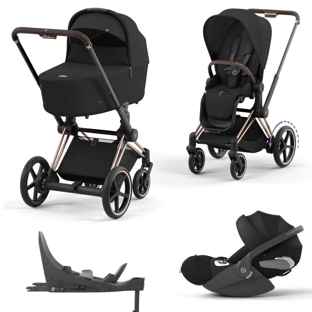 Cybex E-Priam Kinderwagenset 4 in 1 incl. Cybex Cloud T en Base T i-Size