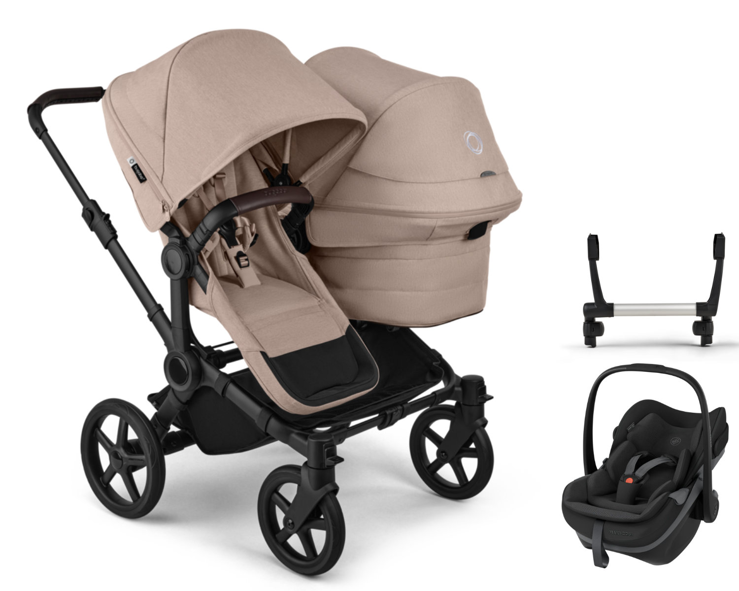 Bugaboo Donkey 5 Combo Kinderwagen in Beige - Schuine Weergave