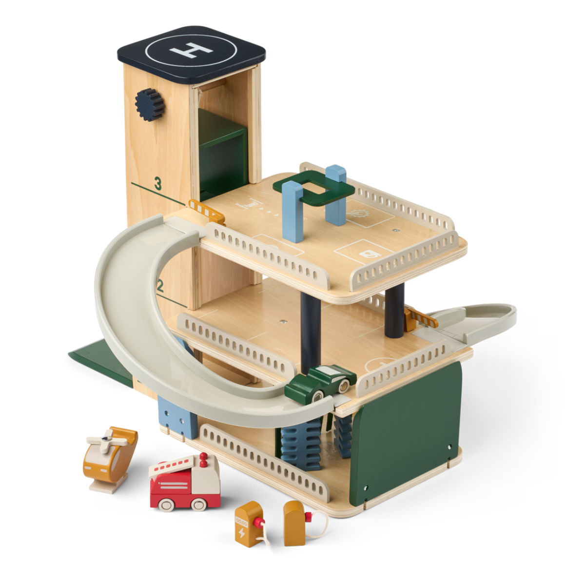 Liewood Jordy Parkhaus aus Holz mit Autos & Aufzug