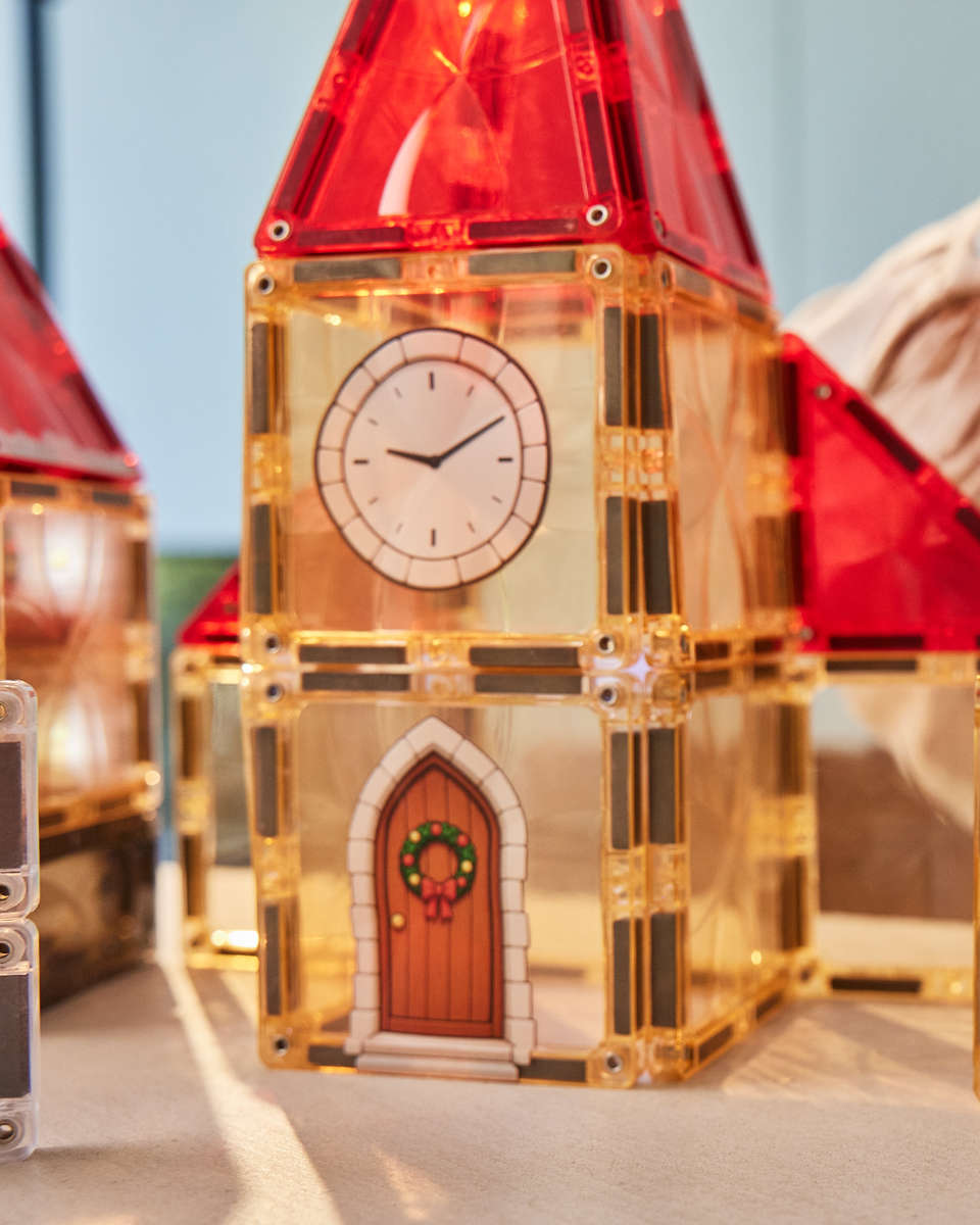 Cleverclixx Christmas Village Adventskalender Magnetische Bouwblokken met Licht, 46 Delig
