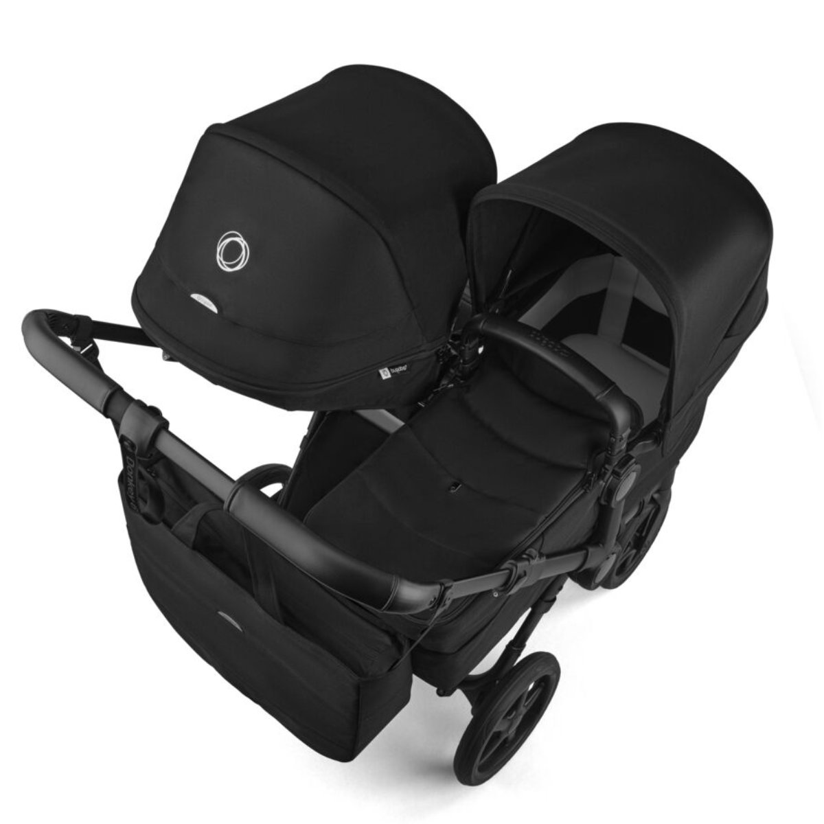 Bugaboo Donkey 6 Duo kinderwagen in zwart - schuine aanzicht
