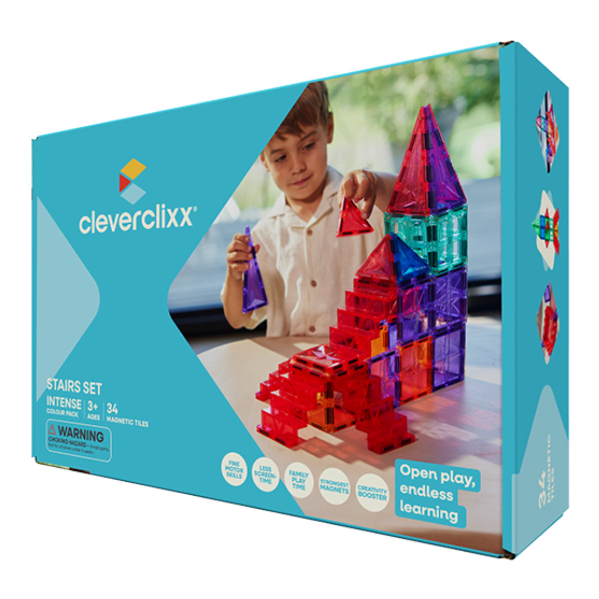 Cleverclixx Stairs Set Intense – 34 stuks Magnetische Bouwstenen