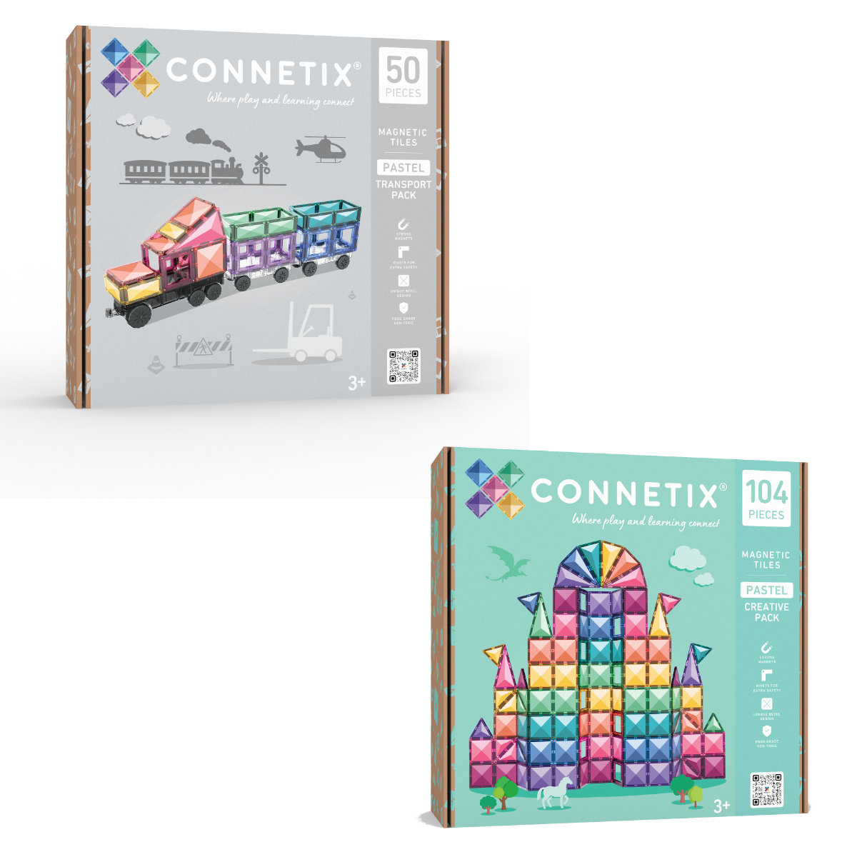 Connetix Magnetische Bouwblokken Pastel Creative Transport Bundel – 154 Delig