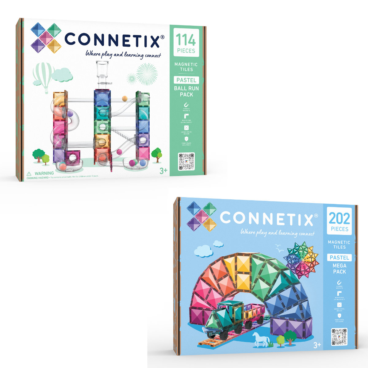 Connetix Magnetische Bouwblokken Pastel Mega Ball Run Bundel – 316 Delig