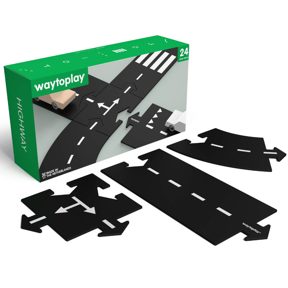 Waytoplay Highway Large Road Set – Flexibele speelweg voor kinderen (24-delig)