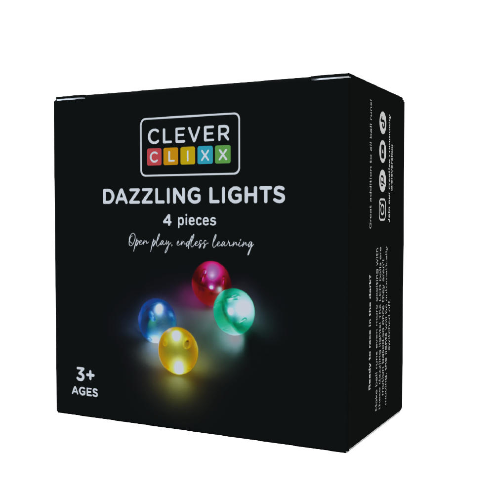 Cleverclixx Lichteffect Kogelset – 4 Magnetische Ballen voor Knikkerbanen