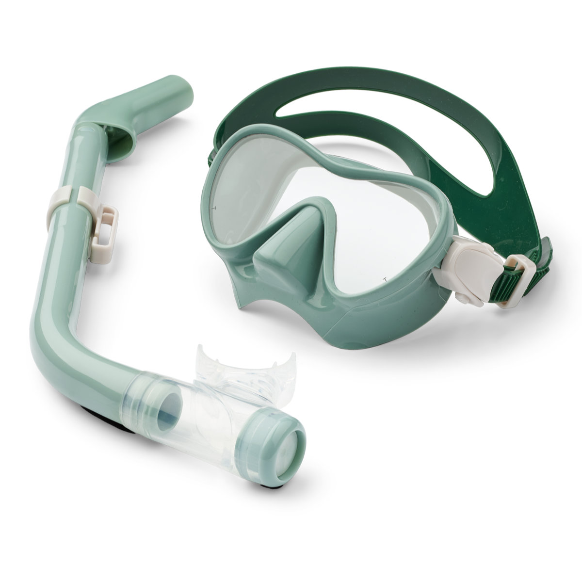 Duikmasker en Snorkel in Groen - Bovenaanzicht